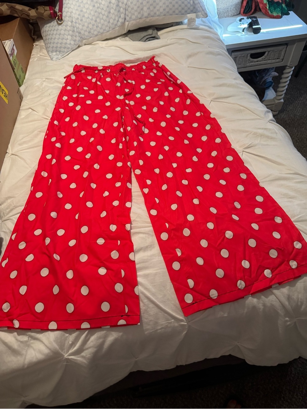 Amazon Red Wide-Leg Polka Dot Pants